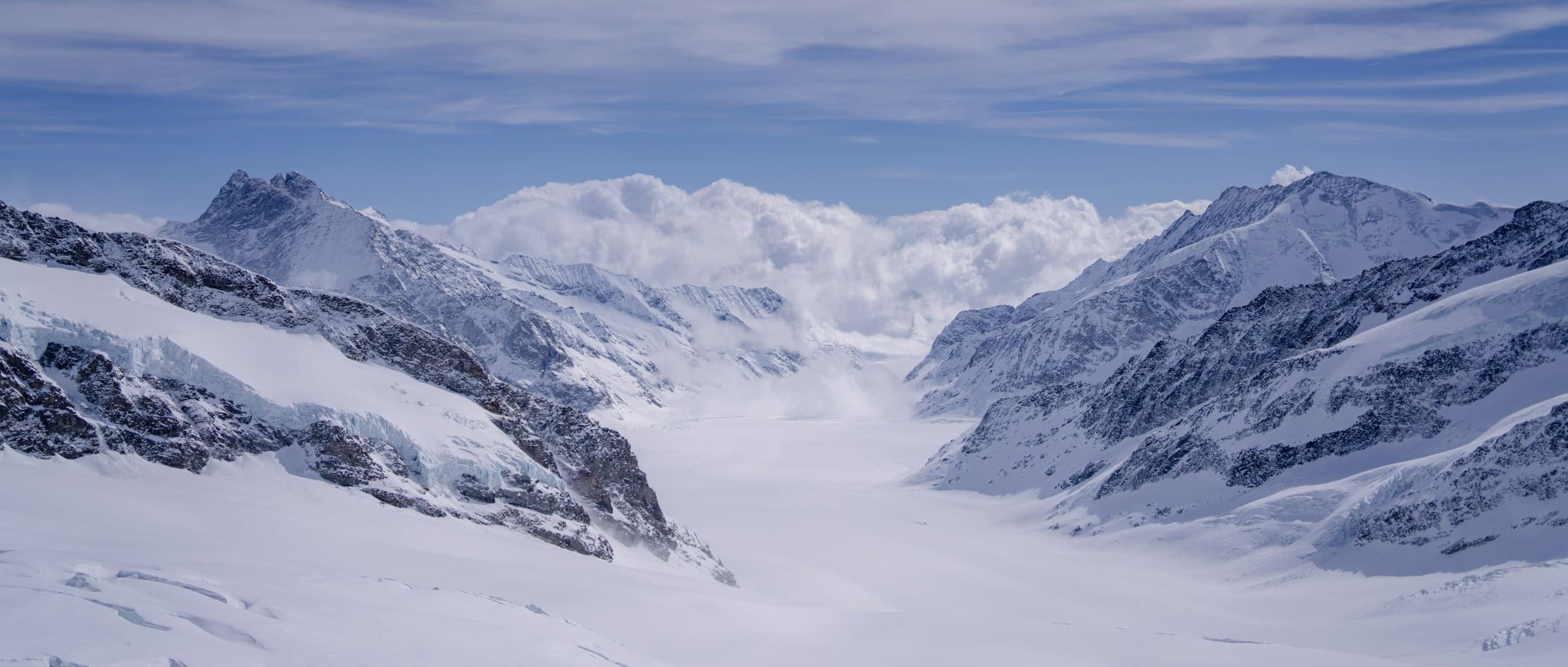 The Aletsch Glacier seen from the Jungfraujoch in the Swiss Alps